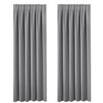 Curtains 90 Drop - Pencil Pleat Top Light Blocking Window Treatments Curtain Panels Large for Bedroom/Living Room Sliding Glass Door, 2 Pieces, 90 inch Width x 90 inch Drop, Grey