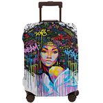 NELife Travel Suitcase Protector African American Girl Elastic Protective Washable Luggage Cover With Concealed Zipper Suitable For 18-32 Inch -L