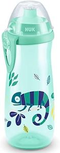 NUK Sports Cup taza para niños con efecto camaleón|+24meses |450 ml| Boquilla con cierre de empujar tirar a prueba de fugas y fácil de abrir y cerrar|ambia de color|Clip y tapa|Sin BPA|Camaleón Verde