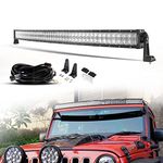 AUXBEAM 50inch LED Light Bar Curved, 50 inch Off Road LED Work Lights for Jeep Trucks, 288W 28800LM Spot Flood Combo 5D Lens Offroad Driving LED Bars Fog Light with Wiring Harness Kit