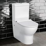 Close Coupled Toilet Back to Wall Toilet Bathroom WC Oval Style Pan Ceramic Dual Flush Toilet Cistern and Free Soft Closing Toilet Seat Slim Line Seat