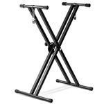 Kunova Heavy Duty, Double X, Pre-Assembled, Height Adjustable Piano Keyboard Stand with Locking Straps, Black