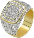 JINAO Men Ring 14K Gold Cluster Ice