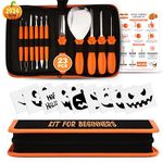 Pumpkin Carving Kit with Stencils-Halloween Pumpkin Carving Tools and Patterns for Beginners Heavy Duty Stainless-Steel Professional Set for Halloween Jack o Lantern by RFAQK (23Pcs)