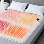 King Size Electric Heated Mattress Pad - Multi Zone Bed Warmer with Memory & Preheat Functions, 10 Heat Settings Dual Control for 1-12 Hours Auto Off, Lighted Button