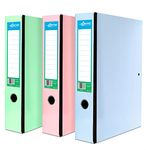 Office Box Files Pastel Colours Pull and Catch Lock Spring Foolscap Paper Over Board Document File 75mm - Pack 3