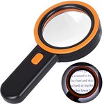 Magnifying Glass with Light, 30X Handheld Large Magnifying Glass 12 LED Illuminated Lighted Magnifier for Macular Degeneration, Seniors Reading, Soldering, Inspection, Coins, Jewelry, Exploring Black