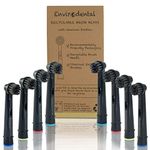 Eco Friendly Replacement Toothbrush Heads by Envirodental - Fully Recyclable Pack of 8 Brushes - with Activated Charcoal Bristles - for Electric Toothbrushes