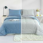 COTTEBED Reversible Light Blue Grey Bed Comforter Twin Set, Jersey Knit Milk Cup Ultra-Soft Lightweight Fluffy Cozy Bedding Down Quilt& Pillowcase for Kid Boy Girl College Dorm All Season(Twin/TwinXL)