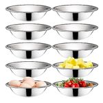 Okllen 10 Pack Small Stainless Steel Bowls, 6 1/2 Inch Wide Kitchen Metal Bowl with Flat Base, 3/4 Quart Prep Bowls for Meal Prep, Cooking, Serving, Baking