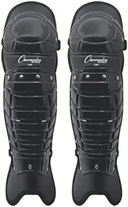 Champion Sports Umpire Leg Guards: Single Knee Umpire’s Shin Guard for Baseball & Softball - Pair of 16.5" Umpiring Shin Pads for Adults - Black