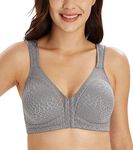 Lemorosy Full Coverage Front Closure Posture Bra Wirefree Unpadded Back Support Bra(Grey, 42D)