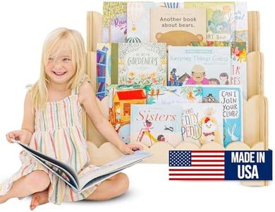 Fable Twig Toddler Bookshelf with Scalloped Shelves to Show Covers of Books - 3-Tier Montessori Kids Bookcase for Bedroom, Playroom, Nursery, or Classroom - Wooden Kid Book Shelf Rack for Floor