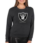 Team Fan Apparel Women's NFL Big Logo Charcoal Slouchy Crewneck -Tagless Fleece Lightweight Pullover - Officially Licensed! (Las Vegas Raiders - Black, Womens Medium)