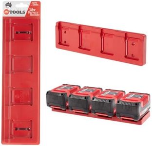 48 Tools Ozito 18V Battery Holder Wall Mount - UV Stabilised ABS Plastic, Secure Locking Mechanism, for Workshop, Truck, Van, Trailer Tool Storage, Model BH-OZI-MOR-04