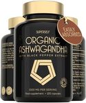 Organic Ashwagandha High Strength - 1000mg Ashwagandha Capsules - Pure Ashwagandha Powder with Black Pepper - 120 Ashwaganda Tablets Herbal Vegan Supplement - UK Organic Certified by Soil Association