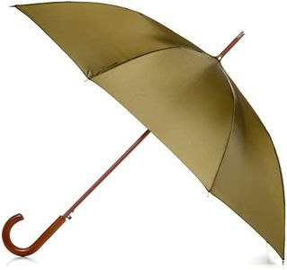 Totes Eco Auto Open Umbrella Classic Wooden J Stick Handle with Easy Grip - Windproof, Rainproof and Durable Canopy Design – Versatile Travel, Perfect for Rainy Days, Olive Green, One Size, Auto Open Umbrella