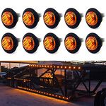 Mini Small Round 3/4 Inch 12V Amber LED Button Clearance Lamp Universal Side Marker Indicator Lights Waterproof Marine Truck Trailer Bus ATV RV Lorry Van Caravan