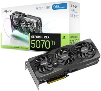 PNY GeForce RTX 5070 Ti 16GB Overclocked Triple Fan Graphics Card, GDDR7, 256-bit, 2572 MHz, DisplayPort 2.1b x 3, HDMI 2.1b, PCI-E 5, 16-Pin Connector, 750W Recommended PSU, DLSS 4