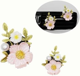 ORIESSE Flower Car Vent Clips 2pcs Pink Daisy Bouquets Flowers Air Freshener Girly Car Decorations Interior Aesthetics for Women Refillable Car Diffuser