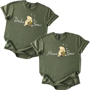 Dada Bear Tee T-Shirt Shirt Honey Bear Dad Gift Unisex Family Matching Top, Military Green, 5X-Large