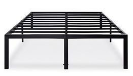 Olee Sleep 18 Inch Heavy Duty Steel Slat Anti-Slip Support, Easy Assembly Platform Bed Frame, Noise Free Steel Mattress Foundation, Maximum Storage, No Box Spring Needed, Black, Full Size