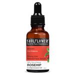 Soulflower Rosehip Oil for Wrinkles, Fine Lines, Scars, Stretch Marks, Under Eyes, and Curly Hair | 100% Pure, Organic, Cold-Pressed Seed Oil for Men & Women | 30ml