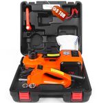 Electric Car Jack Kit 5 Ton Floor Jack, 12V Electric Car Jack with LED, Hydraulic Electric Jack Kit for Car with Electric Impact Wrench for SUV MPV Sedan, Lifting Height Up to 20.86 Inches