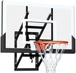 G GX9 Wall Mounted Basketball Hoop, Wall Mount Basketball Hoop Outdoor with 52 Inch PC Backboard, 7.5-10FT Adjustable Basketball Goal with Breakaway Rim, Steel Reinforced Bracket for Outdoor/Indoor