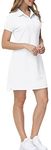 MoFiz Women's Golf Tennis Dress Sports Polo Dress Short Sleeve Quick Dry Casual Workwear Button (White, X-Large)