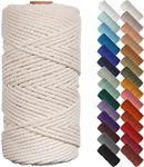 NOANTA Natural Macrame Cord 3mm x 109yards, Colored Macrame Rope, Cotton Rope Macrame Yarn, Colorful Cotton Craft Cord for Wall Hanging, Plant Hangers, Crafts, Knitting