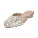 Metro Women Gold Ethinc Mules UK/5 EU/38 (31-251)