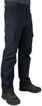 LAPG Men's Urban Ops Tactical Pants, Gusseted Crotch Lightweight Cargo Pants, Elastic Waistband Ripstop Work Pants, Water & Stain Resistant Pants for Men, Navy, 34W x 32L