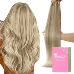 YoungSee Clip in Hair Extensions Blonde Clip on Hair Extensions Human Hair Dark Ash Blonde Highlights Golden Blonde Clip in Hair Extensions Real Human Hair Easy to Install 7Pcs 120G 14inch