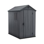 Keter Darwin Outdoor Apex Single Door Garden Storage Shed 6 x 4ft Grey Wood Look and Feel | Fade Free | All Weather Resistant | Safe and Secure | Zero Maintenance | 15 year Warranty