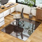 GLSLAND Office Chair Mat, 36" x 46" Grey Tempered Glass Floor Mat for Office Chair on Carpet, 1/5" Thick Computer Floor Mat with 4 Anti-Slip Pads