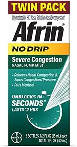 Afrin No Drip Severe Congestion Maximum Strength Nasal Spray - 12 Hour Nasal Spray Relief for Nose Congestion, Nasal Swelling, and Allergies - 2 x 0.5 Fl Oz Bottles - Pack of 1