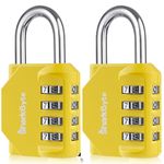 SharkByte Combination Padlock, 4-Dial Heavy Duty Combination Lock, Weatherproof Outdoor Lock Combination Padlock for Gym, School, Locker, Shed, Storage, Garage, Fence, Hasp, Toolbox (2 Pack) Yellow