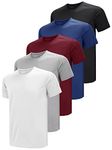 Teesmen Man Sports T Shirt 5pack Gym Short Sleeve Running Plain Mulit Crew Neck Workout T-Shirt（Multicolor 1 2XL）