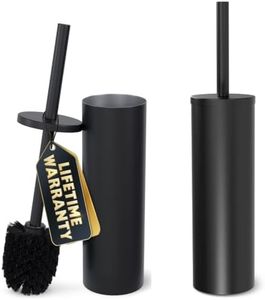 2 PCS Black Toilet Brush and Holder Set - Scratch Resistant Black Toilet Bowl Brush and Holder with Soft Bristles Replaceable Head, Protection from Splashes, and Compact Design - for Cleaning