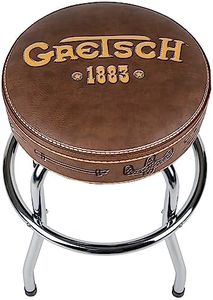 Gretsch 1883" Barstool, Perfect for Guitar Players and Fans, Matte Yellow Gretsch Logo Barstool, Foam Padded, 24", Brown