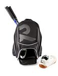 Raquex Racket Sports Backpack - for 1 Tennis Racquet or 2 Squash or Badminton Racquets. Rucksack for Rackets + Shoes + Laptop + Water Bottle