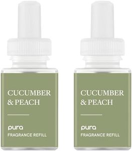 Pura Malodor Refill - Smart Home Air Diffuser- Up to 120-Hours of Premium Fragrance per Refill - Diffuser Fragrance - Air Deodorizer & Odor Eliminator - 2 Pack, Cucumber & Peach
