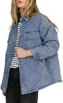 Dokotoo Jean Jacket Women 2024 Stylish Turn Down Collared Long Sleeve Button Down Loose Fit Denim Jacket for Women Solid Oversized Boyfriend Shacket Jacket Coats with Pockets Outwear Large Blue