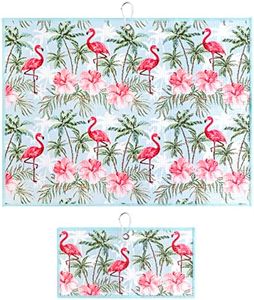 Flamingo Paradise Golf Towel with Clip for Women and Men for Golf Bags, Microfiber Large Multipurpose and Small Ball Towels, Set of 2