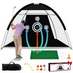 TTCBSPORTS Golf Practice Net 10x7ft for Garden, Golf Hitting Net for Backyard Driving, Chipping Nets and Mat Indoor/Outdoor - GolfNet Simulator for Home, Gift for Men/Dad (Set)