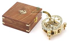 RII Antique Nautical Directional Magnetic Sundial Brass Compass, Antique Decor Birthday Gifts for Men, Astrolabe for Him, Baptism Gifts with Engraved Quotes, Sun dial in Box Gift