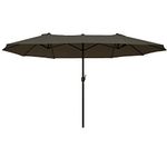 Outsunny 4.6m Garden Parasol Double-Sided Sun Umbrella Patio Market Canopy Shade Outdoor Grey - NO BASE