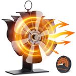 Viitech 2024 Stove Fan 6-Blades, Silent Log Burner Fans Wood Stove Fan with Thermometer, Wood Burner Stove Fan for Wood, Log Burners, Fireplace Fan Increased Efficient