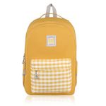 WALSON Check Print 30L Trendy Laptop Backpack for Mens & Womens | Standard Backpack for Office, College & School | Padded Shoulder Strap Backpack | Unisex Travel Backpack (Yellow)